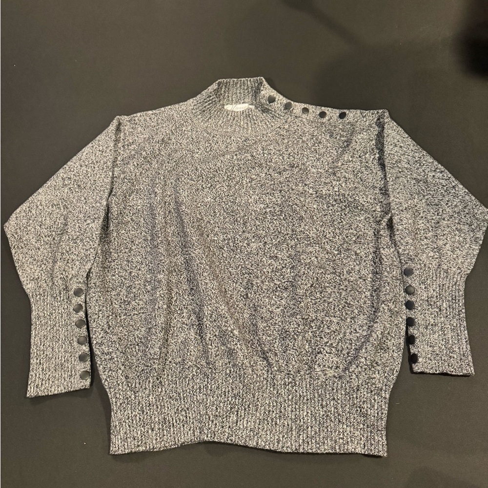 Heavy Knit Marled Gray White Oversized Sweater 18/20 Cozy Fall
